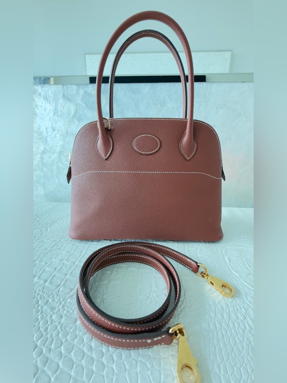 Hermès Bolide 27 Sienne Epsom Leather GHW – Stamp Y (2020) – Full Set - Picture 9 of 17